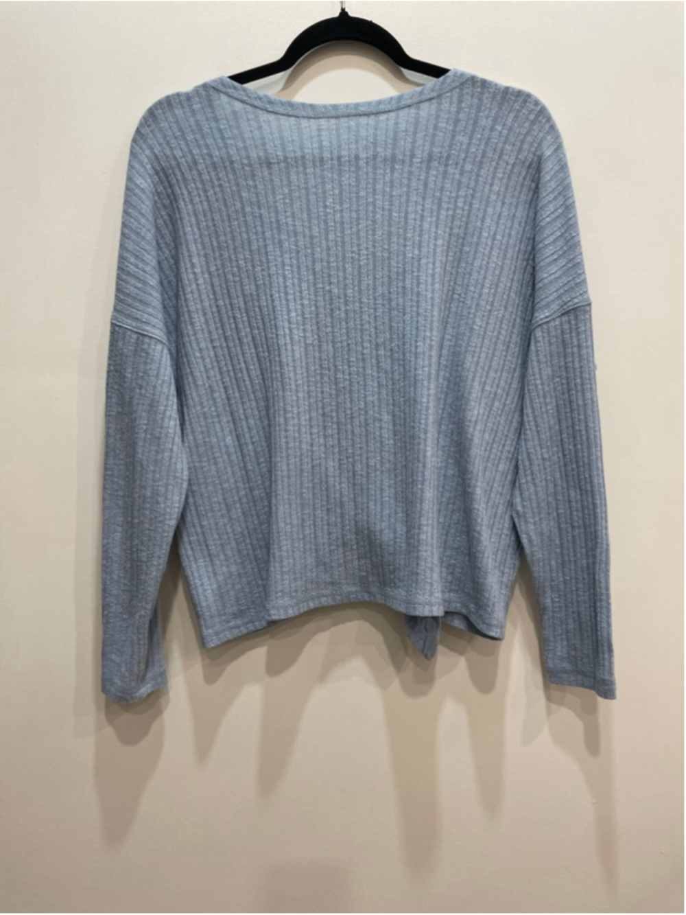 American Eagle Tie Front Cardigan Ribbed M Blue Oversized - Picture 3 of 6
